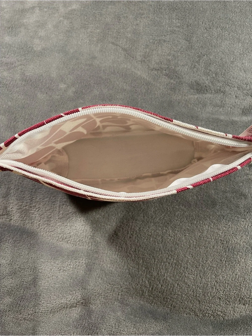 Vuori Burgundy and Cream Graphic Canvas Cosmetic Pouch